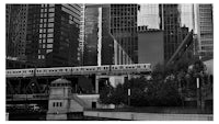 chicago river in black and white